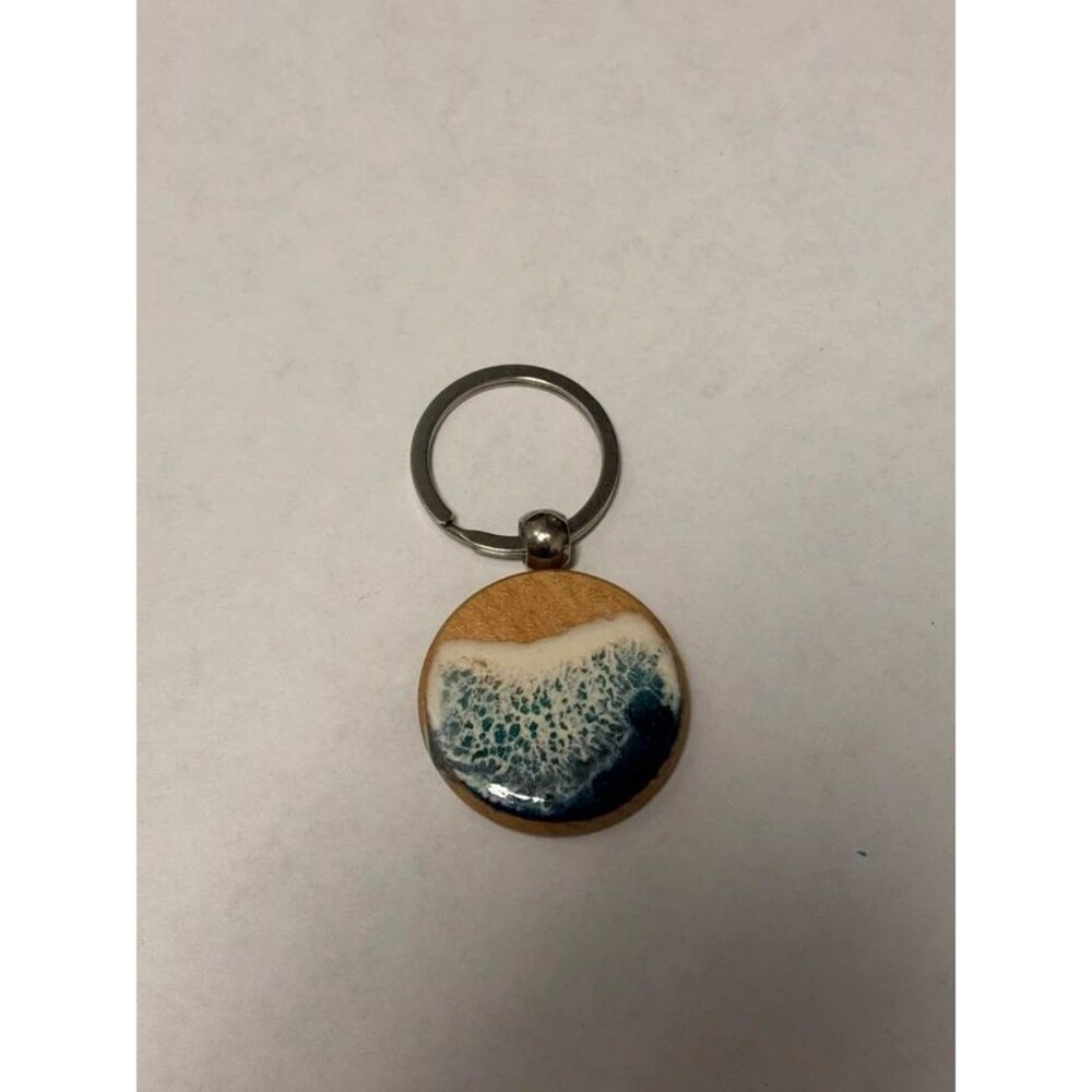 Handmade Resin Ocean Wave Keychain navy blue wave